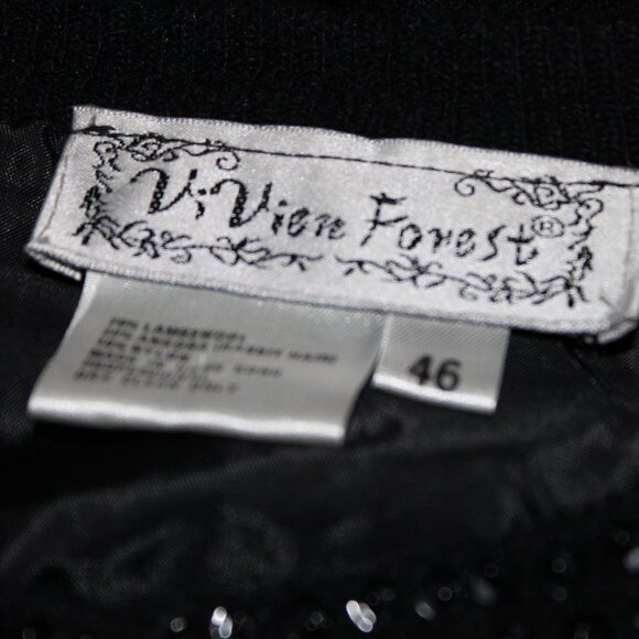 Vintage Vi Vien Forest Black Cardigan Lambswool Angora Sequin Beaded Sweater - Picture 5 of 5